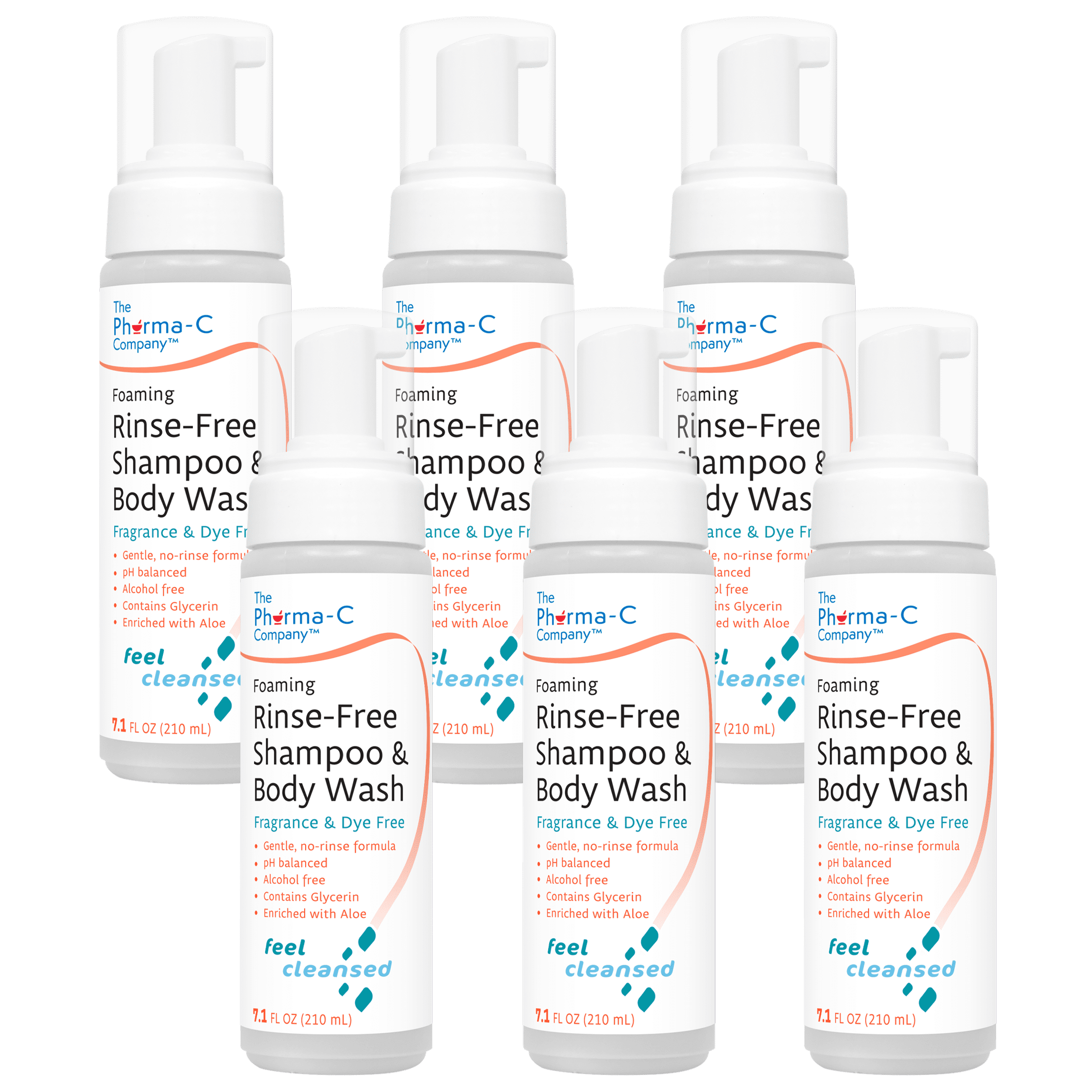 PharmaC Fragrance & Dye Free Foaming Rinse Free Shampoo & Body Wash [6
