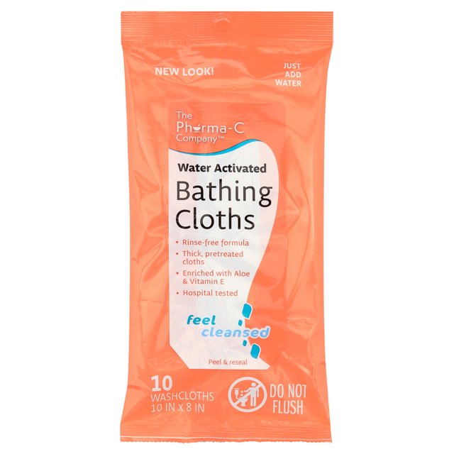 PharmaC WaterActivated Bathing Cloths [10 cloths] Fresh Scent. No