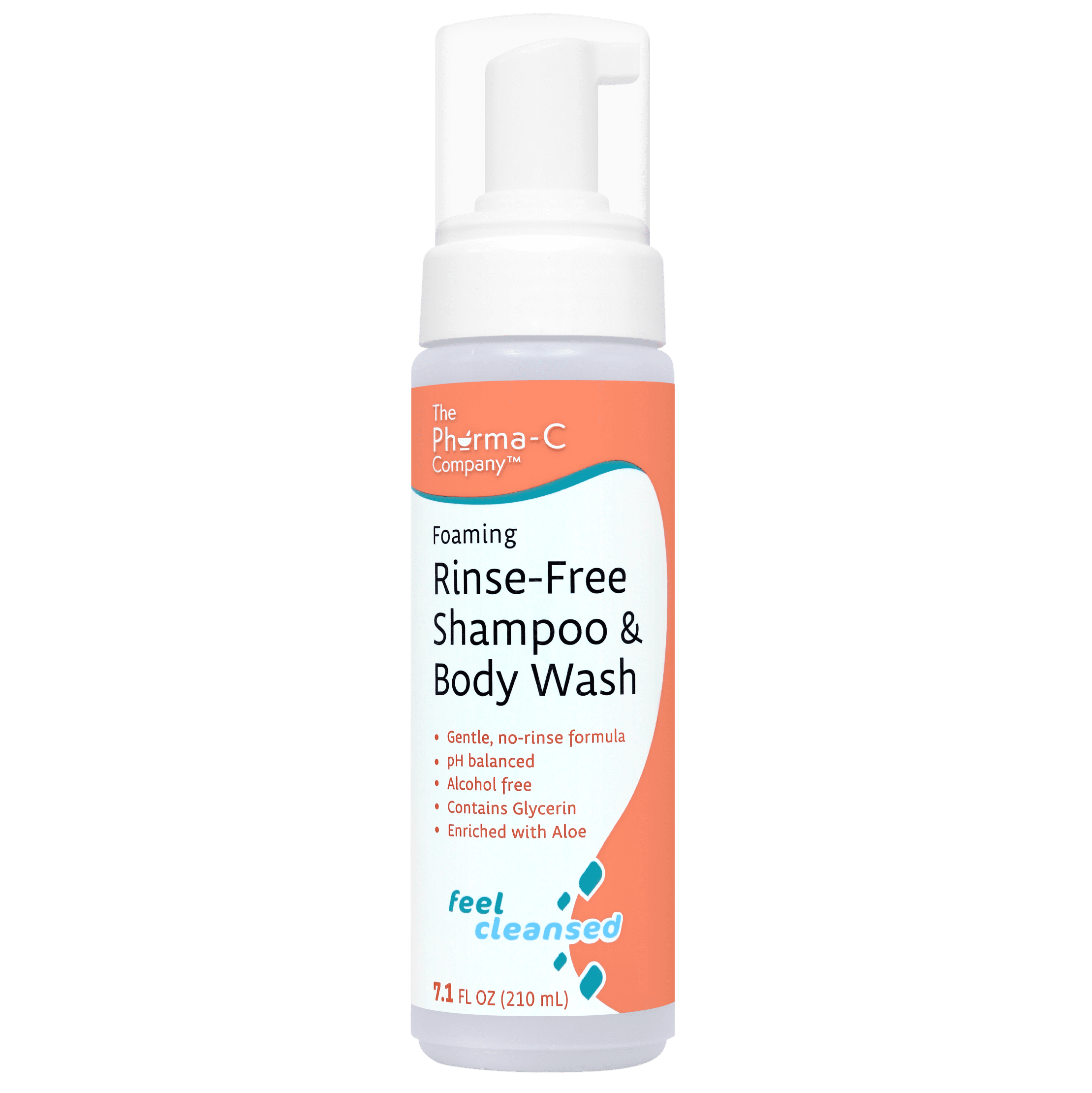 Pharma-C-Wipes Foaming No-Rinse Shampoo & Body Wash (7.1 fl oz) Fresh Scent. For All Skin Types.