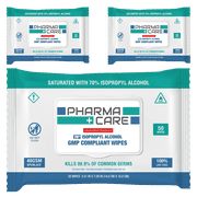 PharmaCare Advanced Formula 70% Alcohol Wipes - 50 Count 3 Packs
