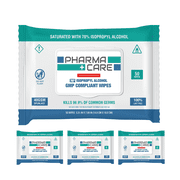 PharmaCare Advanced Formula 70% Alcohol Wipes - 50 Count 4 Packs