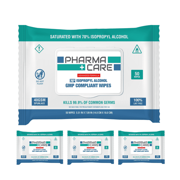 PharmaCare Advanced Formula 70% Alcohol Wipes - (50 Count) 4 Packs