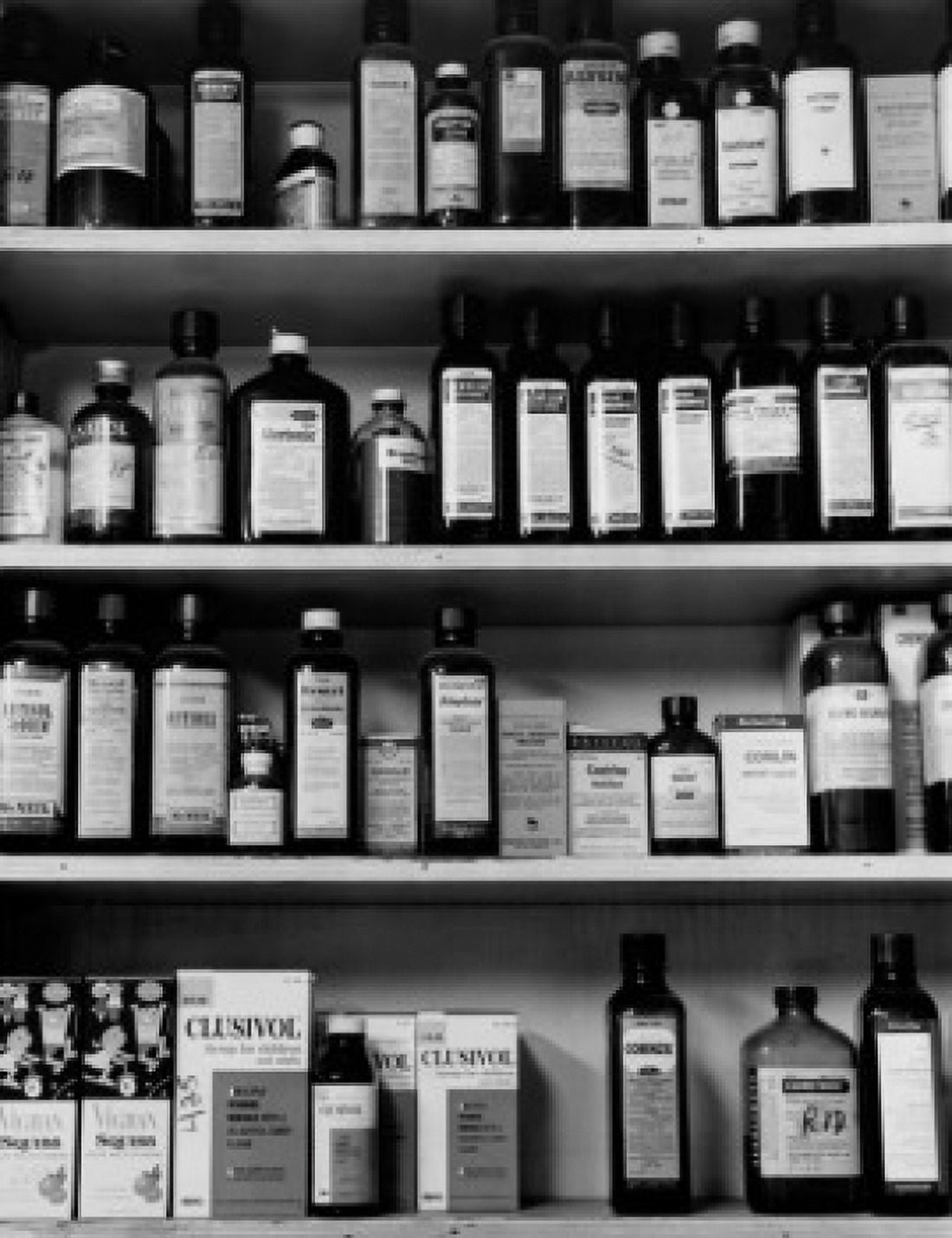 Pharmaceutical products on a shelf Canvas Art - (24 x 36)