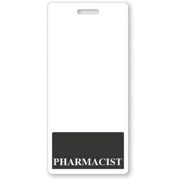 Pharmacist Badge Buddy - Heavy Duty Vertical Badge Buddies for Pharmacists - Spill & Tear Proof Cards - 2 Sided - Quick Role Identifier ID Tag Backer by Specialist ID (1, Black)