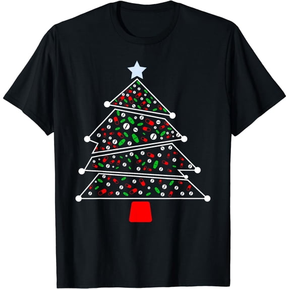 Pharmacist Christmas Tshirt - Pills and Meds Tree T-Shirt T-Shirt