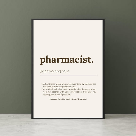 Pharmacist Definition Pharmacy Student Graduation Wall Art Unframed Paper Print