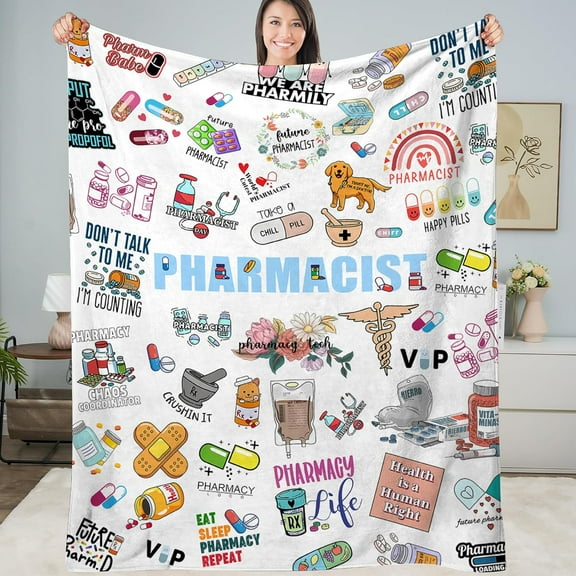 Pharmacist Gift for Women, Pharmacist Blanket, Gift for Pharmacist Soft Fleece Throw Blanket, Gift Doctor of Pharmacy Blankets for Bed and Couch