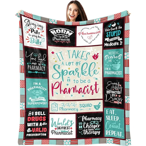 Pharmacist Gifts Blanket 60" X 50", Pharmacist Gifts for Women, Pharmacy Week Gifts for Pharmacists, Pharmacy Technician Day Gifts for Coworkers, Pharmacist Appreciation/Birthday/Graduation Gift Ideas