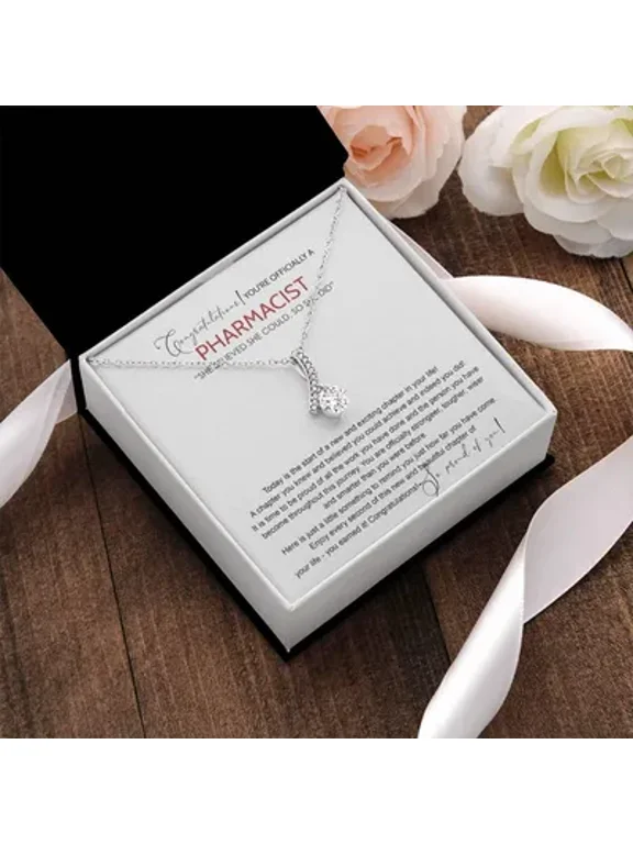 Pharmacist Graduation Necklace Doctor Of Pharmacy Class Of 2021 Graduate Daughter Or Son, A Loving Keepsake For Daughter, Perfect For Birthdays And Memorable Milestones, White Alluring Necklace