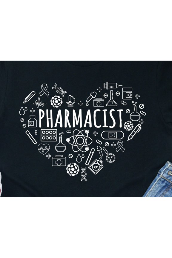 Pharmacist Heart Graphic Tee Pharmacy Graduation Gift