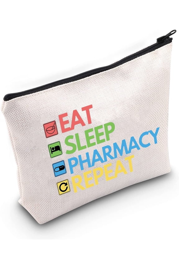 Pharmacist Makeup Bag Pharmacy Gift Eat Sleep Pharmacy Repeat Cosmetic Bag Nurse Nursing Gift Medical Graduation Gift