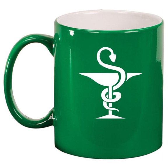 Pharmacist Pharmacy Ceramic Coffee Mug Tea Cup Gift for Her, Him, Friend, Coworker, Wife, Husband (11oz Green)