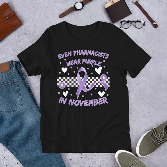 Pharmacist Purple November Pancreatic Cancer Awareness Support Unisex T-Shirt up to size 5XL