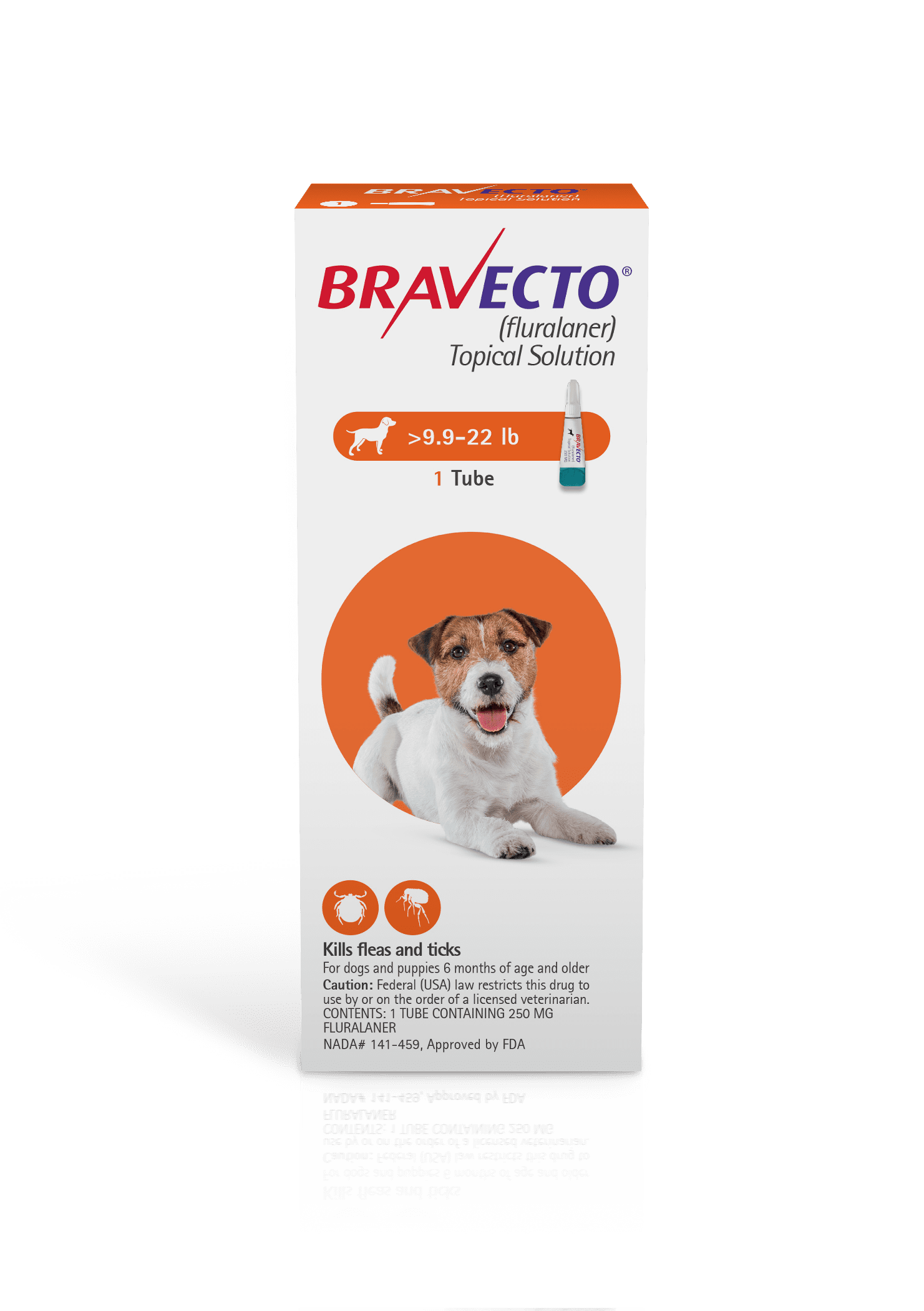 Bravecto Topical Solution for Dogs, 9.9-22 lbs, (Orange Box), Protection Against Parasites, Flea and Tick Prevention and Protection