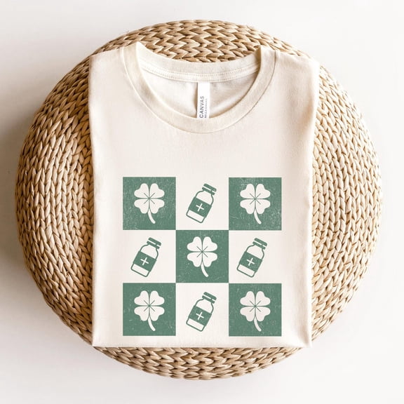 Pharmacy Crew St. Patrick's Day Retro Shamrock Checkered Shirt for Work, Pharmacist Lucky Team Tee For St. Paddys Day Celebration, F1975 Tshirt All Size S-5XL
