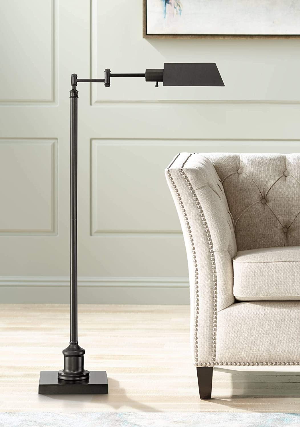 Elegant Adjustable Pharmacy Floor Lamp in Dark Bronze