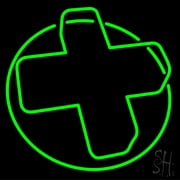 Pharmacy Green Cross LED Neon Sign 16 x 16 - inches, Black Square Cut Acrylic Backing, with Dimmer - Bright and Premium built indoor LED Neon Sign for Defence Force.