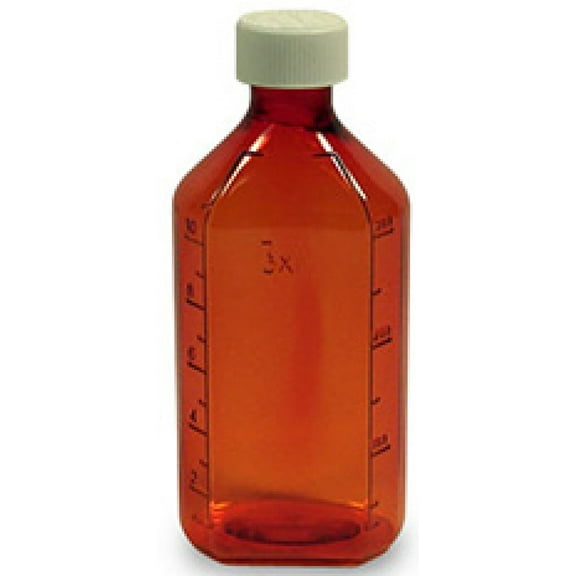 Pharmacy Oval Bottle Amber 12 oz with CR Caps Included (QTY. 50) - Prescription Pharmacy Bottle, Pharmacy Container, Prescription Plastic Container by Sponix BioRx