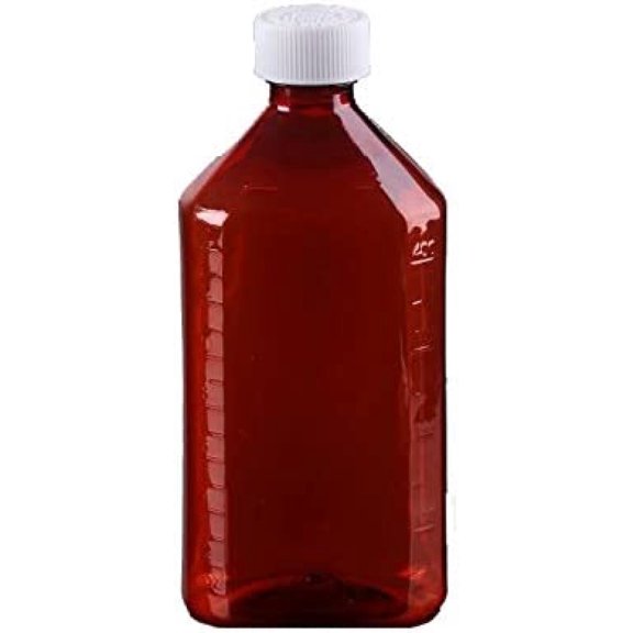 Pharmacy Oval Bottle Amber 16 oz with CR Caps Included (QTY. 25) - Prescription Pharmacy Bottle, Pharmacy Container, Prescription Plastic Container by Sponix BioRx