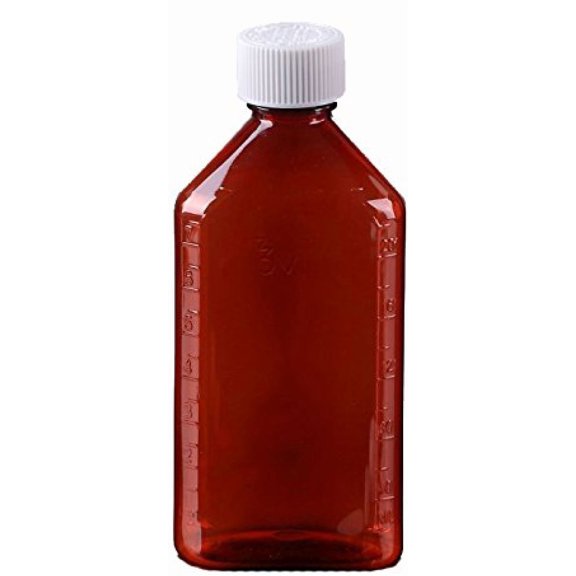 Pharmacy Oval Bottle Amber 6 oz with CR Caps Included (QTY. 50) - Prescription Pharmacy Bottle, Pharmacy Container, Prescription Plastic Container by Sponix BioRx