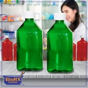 Pharmacy Oval Bottle Green 16 oz with CR Caps Included QTY. 25 - Prescription Pharmacy Bottle, Pharmacy Container, Prescription Plastic Container by Sponix BioRx