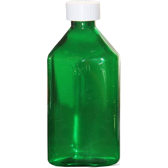 Pharmacy Oval Bottle Green 4 oz with CR Caps Included (QTY. 100) - Prescription Pharmacy Bottle, Pharmacy Container, Prescription Plastic Container by Sponix BioRx