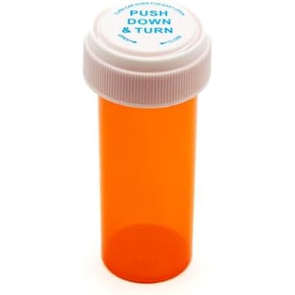 Pharmacy Prescription Vials, Amber Child Resistant Medicine Bottle, 16 Dram Reversible, Caps Included, Pack of 240 (Pill Container, Pharmacy Bottle, Pharmacy Container) by Sponix$$Other