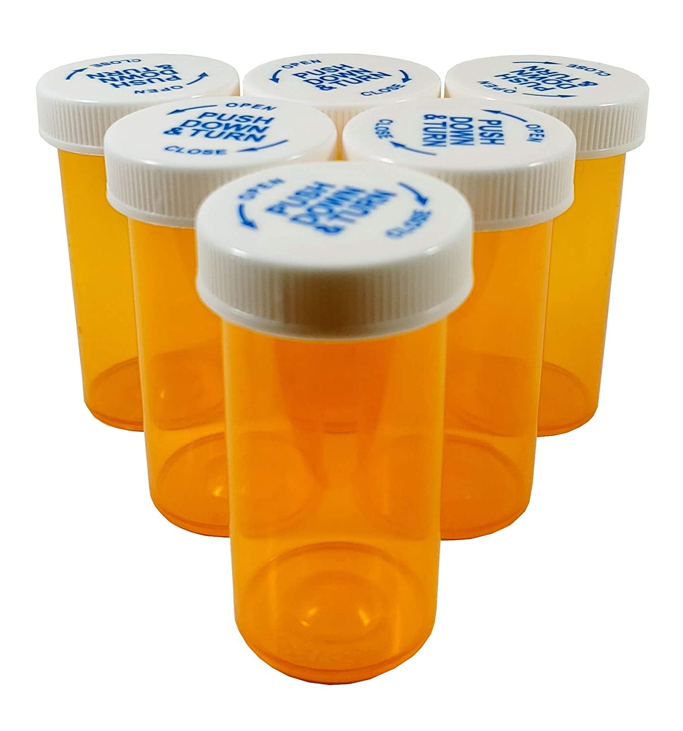 Pharmacy Prescription Vials, Amber Child Resistant Medicine Bottle, 30 Dram Push Down Caps, Caps Included, Pack of 240 (Pill Container, Pharmacy Bottle, Pharmacy Container) by Sponix BioRx