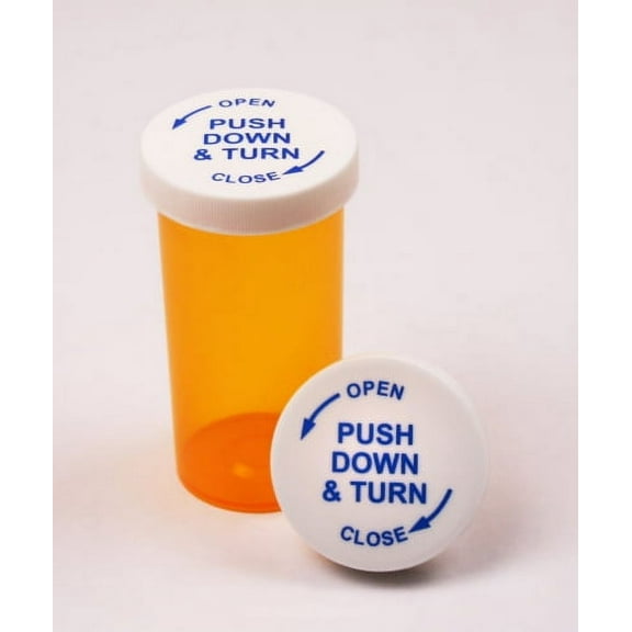 Pharmacy Prescription Vials, Amber Child Resistant Medicine Bottle, 40 Dram Push Down Caps, Caps Included, Pack of 180 (Pill Container, Pharmacy Bottle, Pharmacy Container) by Sponix BioRx