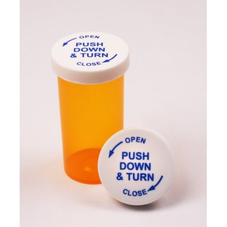 Pharmacy Prescription Vials, Amber Child Resistant Medicine Bottle, 8 Dram Push Down Caps, Caps Included, Pack of 410 (Pill Container, Pharmacy Bottle, Pharmacy Container) by Sponix BioRx