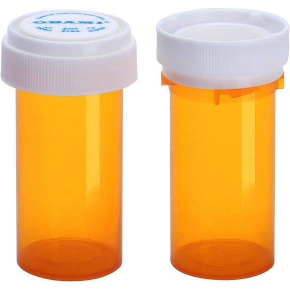Pharmacy Prescription Vials, Amber Child Resistant Medicine Bottle, 8 Dram Reversible, Caps Included, Pack of 410 (Pill Container, Pharmacy Bottle, Pharmacy Container) by Sponix BioRx