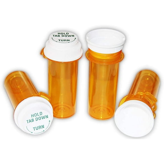 Pharmacy Prescription Vials Touch Down Amber 40 Dram Dual Purpose, Caps Included (Qty. 105), Medicine & Pill Bottle, Pharmacy Bottle, Pharmacy Container, Plastic Container by Sponix BioRx