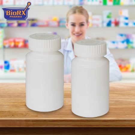 Pharmacy Prescription Vials, White Pill Bottle, 13 Dram Mega Pro Child Resistant Caps, Caps Included, Pack of 12 (Pill Container, Pharmacy Bottle, Pharmacy Container) by BioRx Sponix