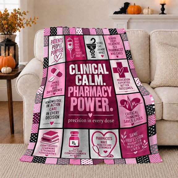 Pharmacy Pride Inspirational Quotes Clinical Pharmacist Motivational Art, Dramatic Artistic Scene, Warm Flannel Blanket for Office and Dorm, Art Lovers Thank You Gift, Artistic Home Decor