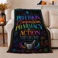 thumbnail image 1 of Pharmacy Pride Precision Compassion Motif Appreciation, Cozy Typography Art Scene, Warm Flannel Blanket for Living Room and Reading Nook, Art Lovers Graduation Gift, Fantasy Home Decor, 1 of 9