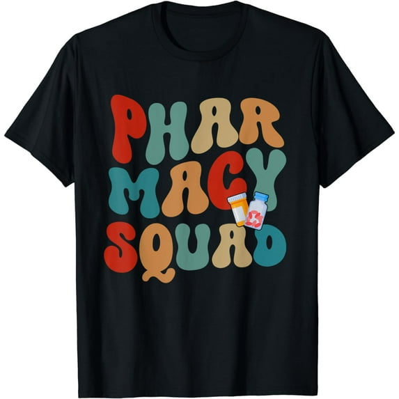 Pharmacy Squad Groovy Design Pharmacy Tech T-Shirt