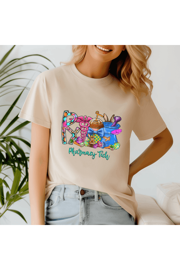 Pharmacy Tech Coffee Bunny Easter Day Pharmacist Technician, He is Rizzin,Easter Day Shirt, Happy Easter Day, Bunny Cute Tee,Jesus Easter TShirt