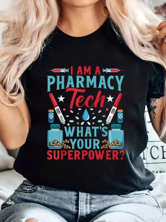 Pharmacy Tech T Shirt Funny What Is Your Superpower Graphic Tee Unisex Casual Wear Gift For Pharmacists Cotton Men's Women's Tee Shirt