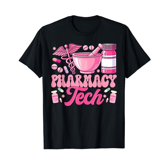 Pharmacy Tech Tshirt Technician Pharmacist Student Flower T-Shirt