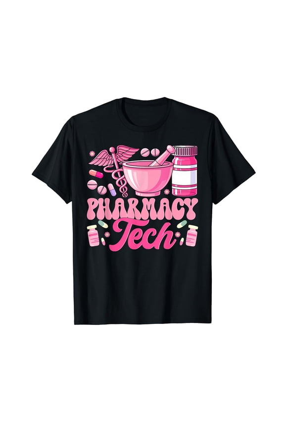 Pharmacy Tech Tshirt Technician Pharmacist Student Flower T-Shirt