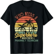 Pharmacy Technician Funny Retro Vintage Superhero Men T-Shirt