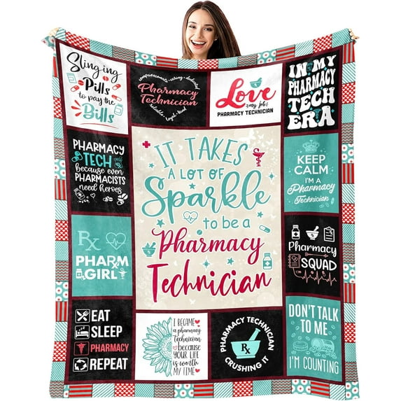 Pharmacy Technician Gifts Blanket 60" x 50" - Pharmacy Tech Gifts - Gifts for Pharmacy Technician - Pharmacy Technician Gifts Bulk - Pharmacy Tech Appreciation Gifts - Pharmacy Week Gifts Bulk