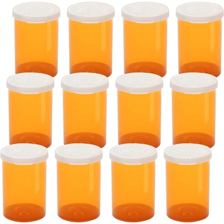 Pharmacy Vials 20 Dram AMBER (PACK OF 12) Snap Cap, Caps Included by Sponix BioRx