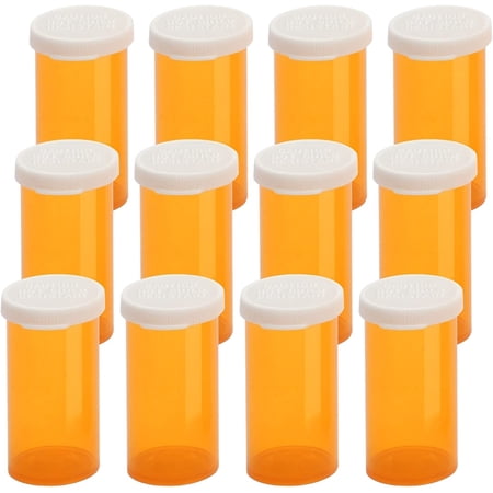 Pharmacy Vials 40 Dram AMBER (PACK OF 12) Snap Cap, Caps Included by Sponix BioRx