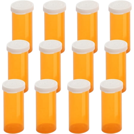 Pharmacy Vials 6 Dram AMBER (PACK OF 12) Snap Cap, Caps Included by Sponix BioRx