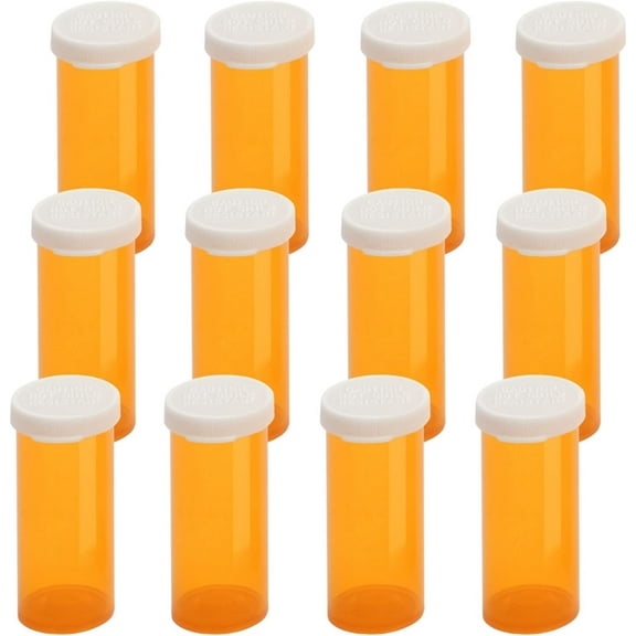 Pharmacy Vials 6 Dram AMBER (PACK OF 12) Snap Cap, Caps Included by Sponix BioRx
