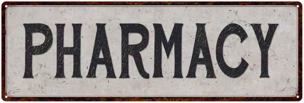 Pharmacy Vintage Look Reproduction Black on White 8x24 Metal Sign ...