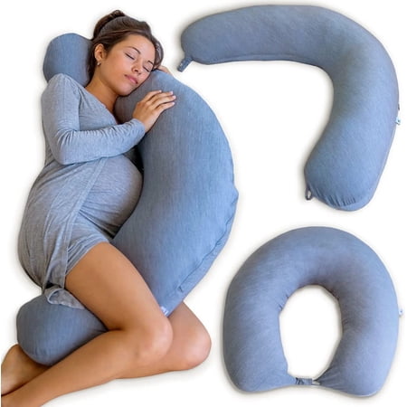 Pharmedoc Body Pillow for Adults - Side Sleeper Pillow – Maternity and Pregnancy Pillow - Nursing Pillow for Breastfeeding - Pregnancy Must Haves - Dark Grey Cooling Cover