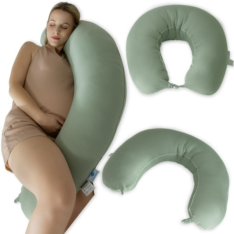 Pharmedoc Crescent Pregnancy Pillows, Maternity and Nursing Pillow for Breast Feeding - Cooling Cover
