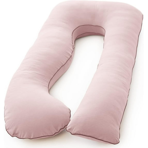 Pharmedoc Pregnancy Pillow, U-Shape Full Body Pillow and Maternity Support - Support for Back, HIPS, Legs, Belly for Pregnant Women (Cotton Candy)